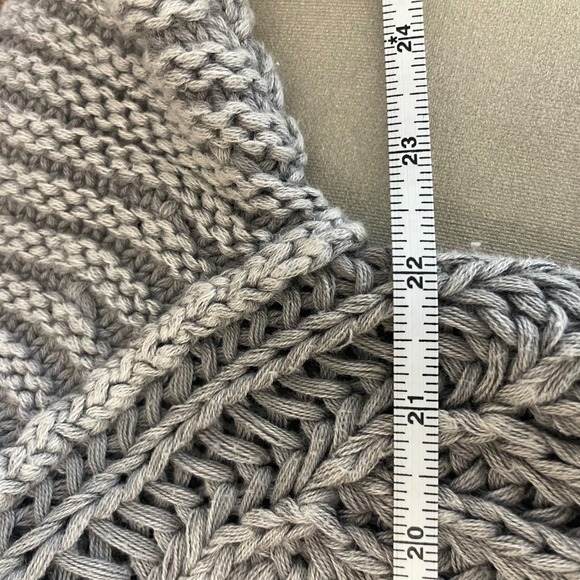Free People Grey Knit Mock Neck Chunky Cable Knit Sweater Size L - Picture 6 of 8